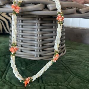 Vintage Beaded Necklace with Floral Touches